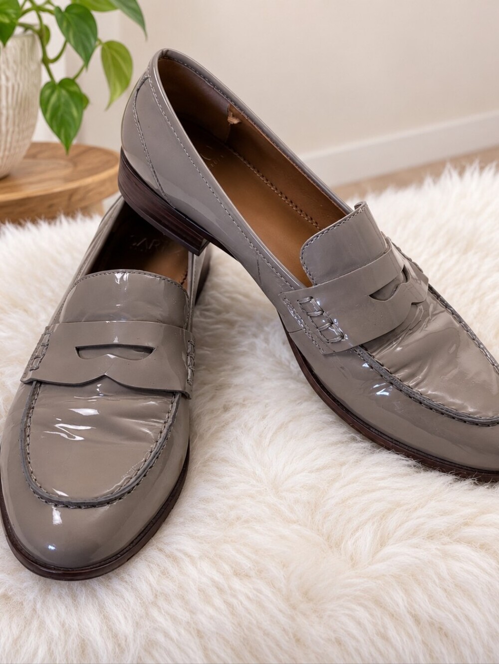 Sarto Franco Sarto Women’s Patent Leather Penny Loafers – Taupe – Size 7.5M